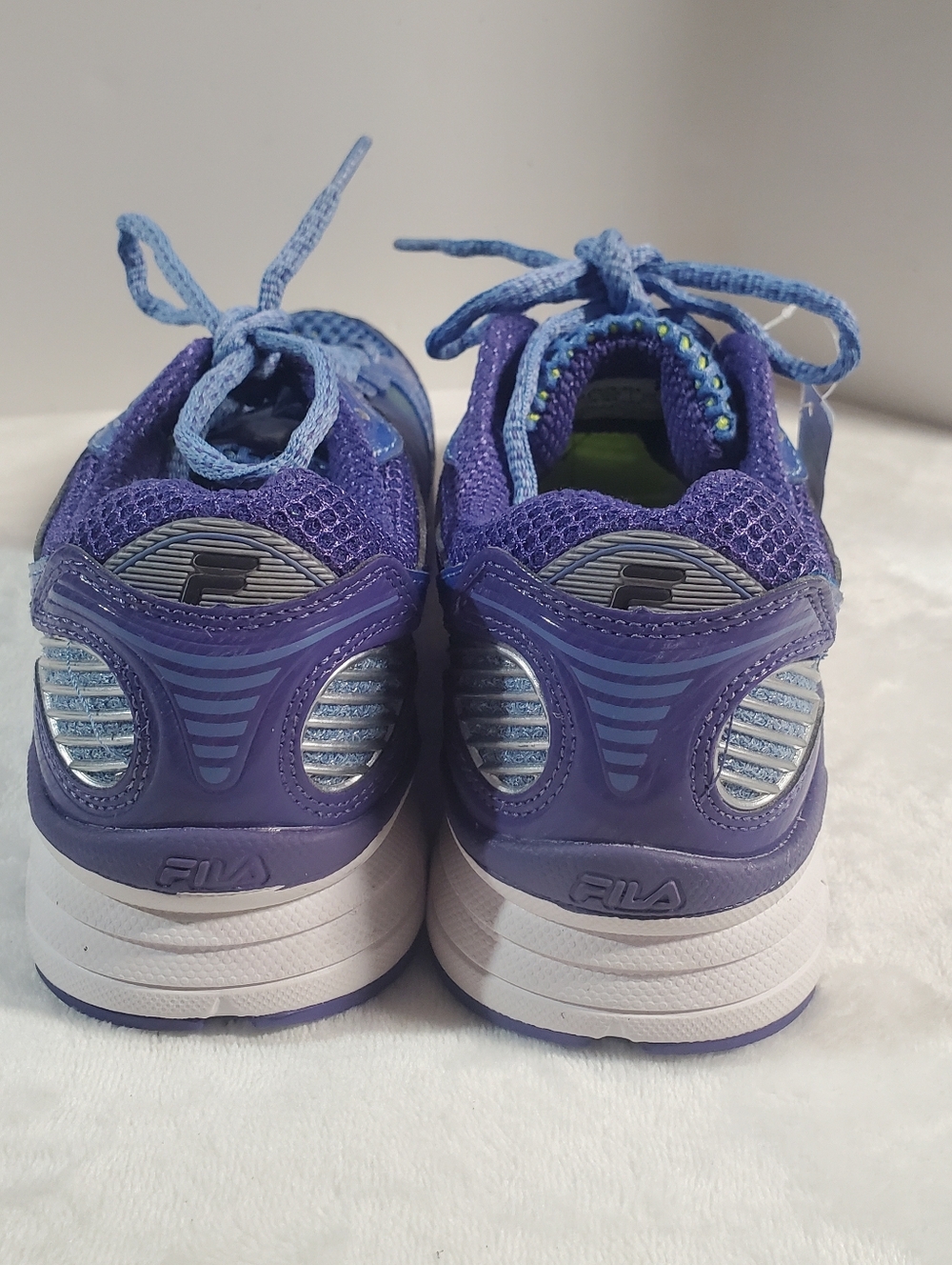 Fila Women’s Athletic Sneakers in Purple and Blue with Lime Accents - Picture 4 of 12
